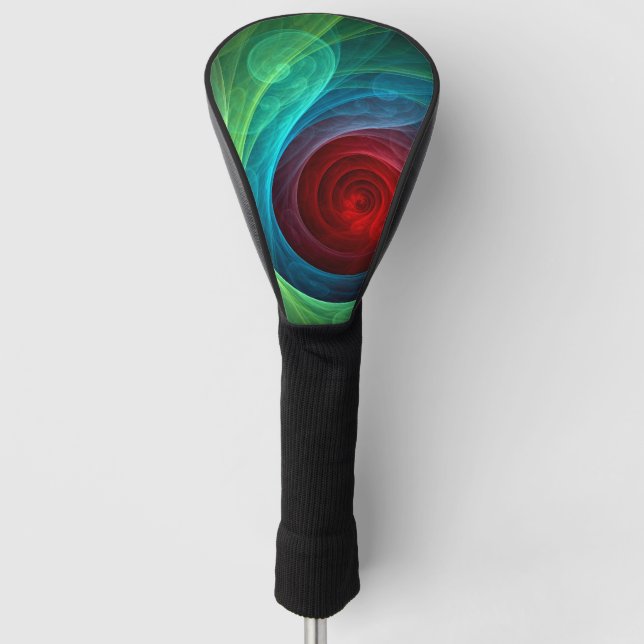 Red Storm Floral Modern Abstract Art Colour Patter Golf Head Cover (Front)