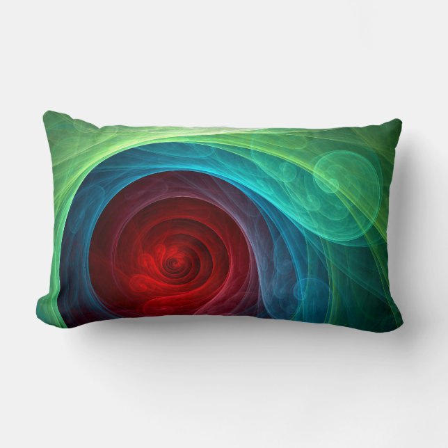 Red Storm Floral Modern Abstract Art Colour Patter Lumbar Cushion (Front)