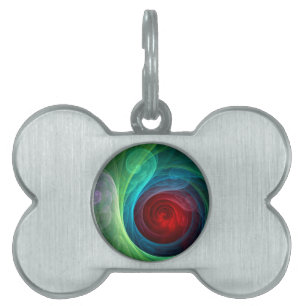 Red Storm Floral Modern Abstract Art Colour Patter Pet ID Tag