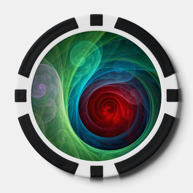 Red Storm Floral Modern Abstract Art Colour Patter Poker Chips (Front)