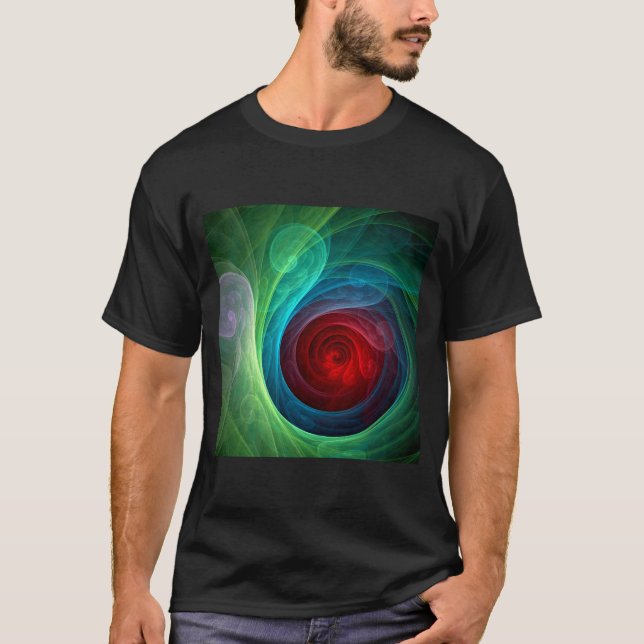 Red Storm Floral Modern Abstract Art Colour Patter T-Shirt (Front)