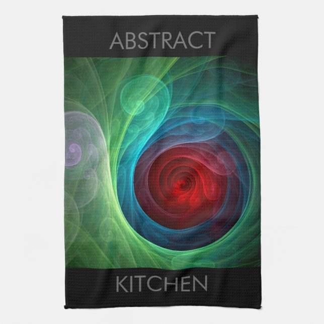Red Storm Floral Modern Abstract Art Colour Patter Tea Towel (Vertical)