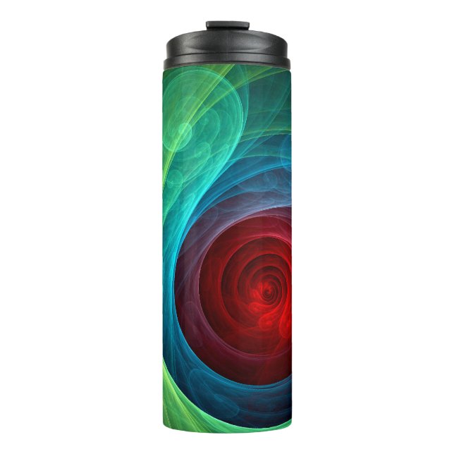 Red Storm Floral Modern Abstract Art Colour Patter Thermal Tumbler (Front)