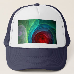 Red Storm Floral Modern Abstract Art Colour Patter Trucker Hat