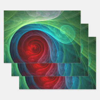 Red Storm Floral Modern Abstract Art Colour Patter Wrapping Paper Sheet