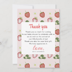 Red Strawberr Sweet Appreciation Girl 1st Birthday Thank You Card