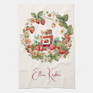 Red Strawberries and Desserts Tea Time Tea Towel