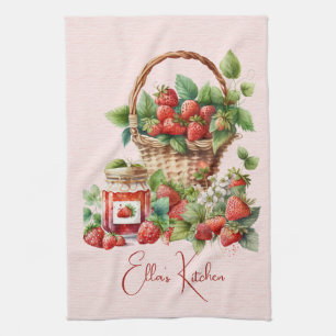 Red Strawberries and Desserts Tea Time Towel