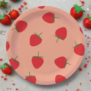 Red Strawberries Berry sweet Baby Shower Birthday Paper Plate