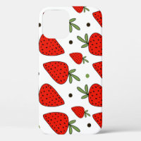 Red Strawberries Cartoon Seamless Pattern