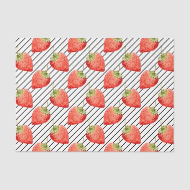 Red Strawberries (Design 49 Red Series) Tissue Paper (Front)