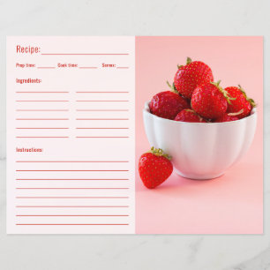Red Strawberries Food Photo With Recipe Template