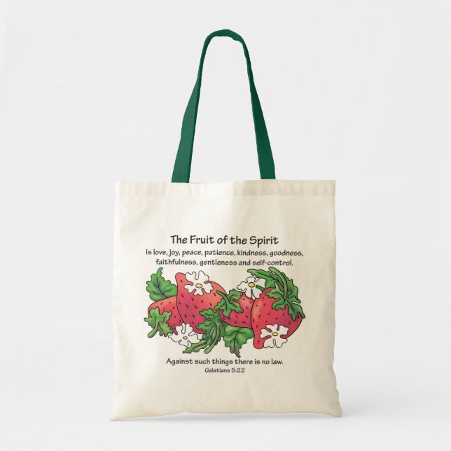 Red Strawberries "Fruits of the Spirit" Tote Bag (Front)