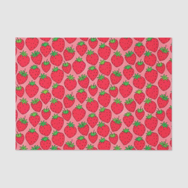 Red Strawberries on Pink Tissue Paper (Front)