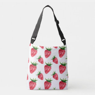 Red Strawberries Pattern Crossbody Bag