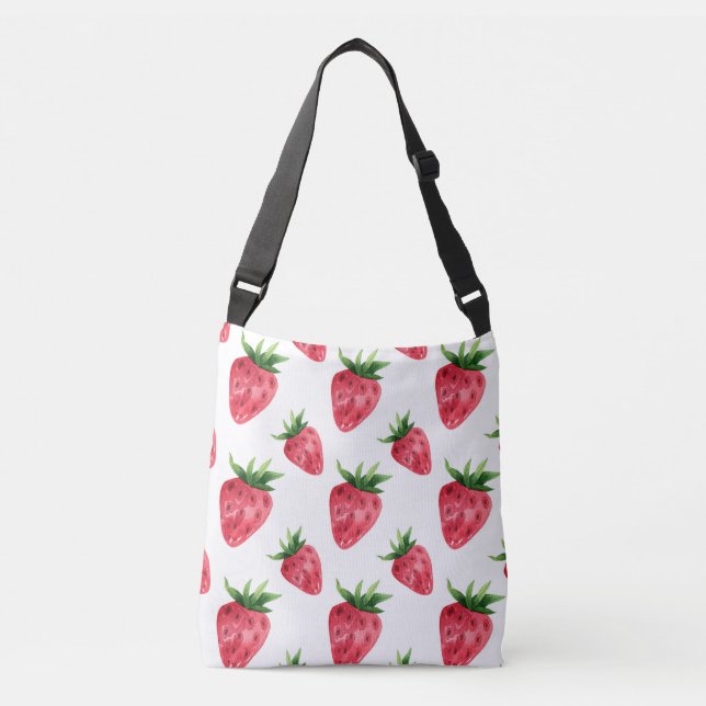 Red Strawberries Pattern Crossbody Bag (Front)