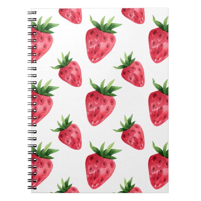Red Strawberries Pattern Notebook (Front)