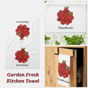 Red Strawberries Photographic White Tea Towel