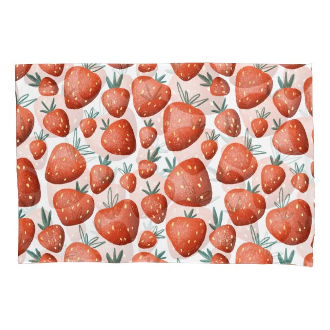 Red Strawberries White Background Seamless Pillowcase (Front)
