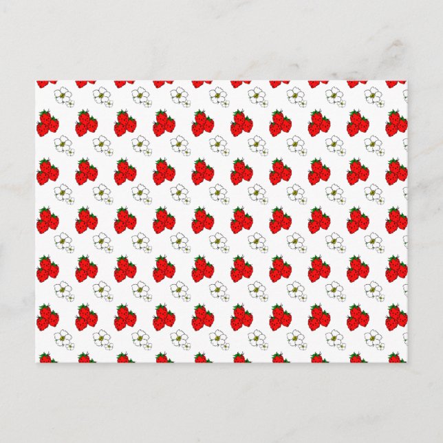 Red Strawberry and Flowers Pattern Recipe Cards (Front)