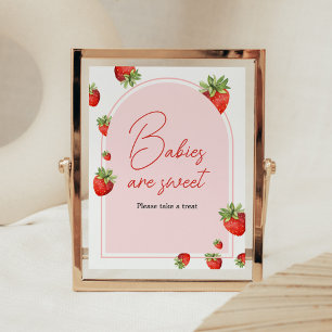 Red Strawberry Baby Shower Babies are Sweet Poster