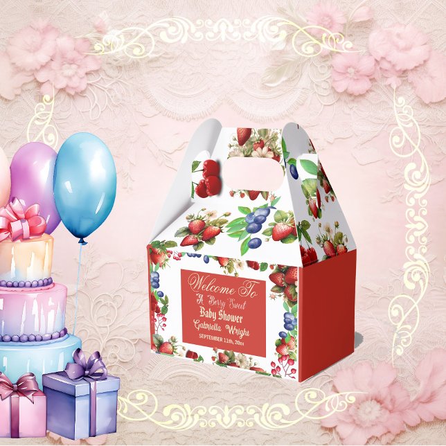Red Strawberry Baby Shower | Blue Berry Sweet Cute Favour Box (Red Strawberry Baby Shower Blue Berry Sweet Cute Favor Boxes)