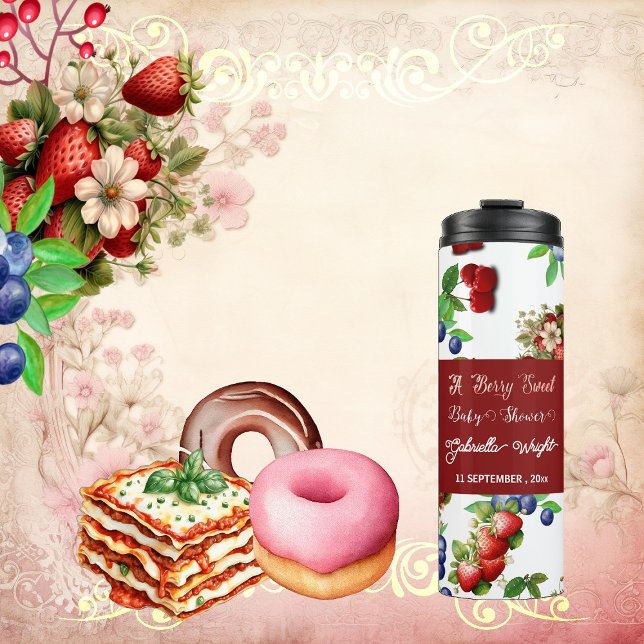 Red Strawberry Baby Shower | Blue Berry Sweet Cute Thermal Tumbler (Red Strawberry Baby Shower | Blue Berry Sweet Cute Thermal Tumbler)