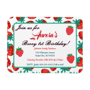 Red Strawberry Berry 1st Birthday Keepsake Magnet