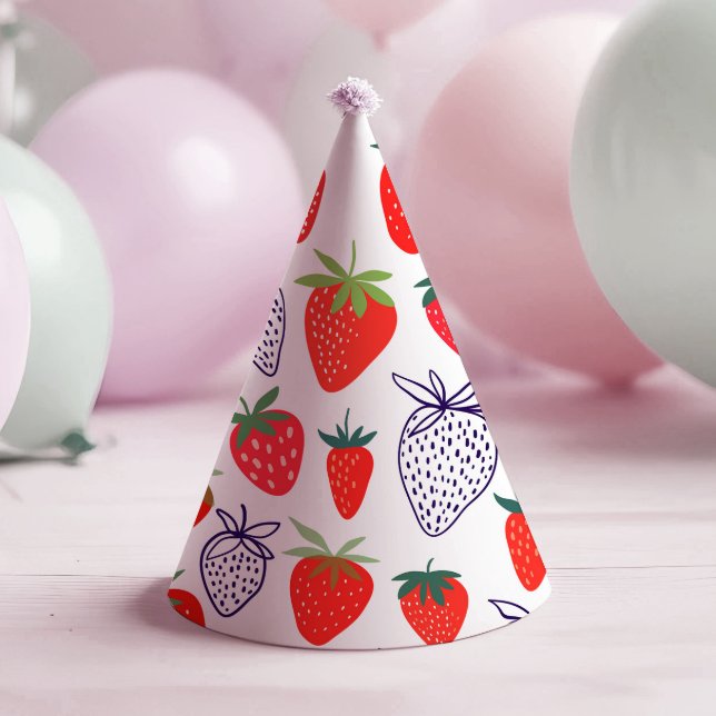 Red Strawberry Berry Birthday Party Hat (Creator Uploaded)