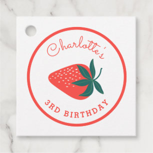 Red Strawberry Berry Favour Tags