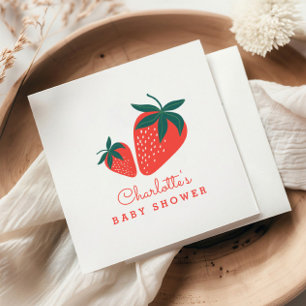 Red Strawberry Berry Sweet Baby Shower Napkin