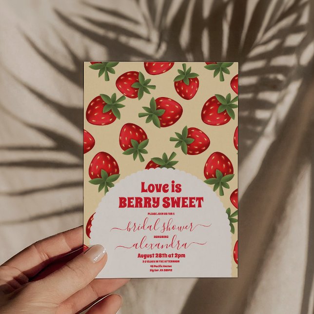 Red Strawberry Berry Sweet Bridal Shower Invitation (Creator Uploaded)