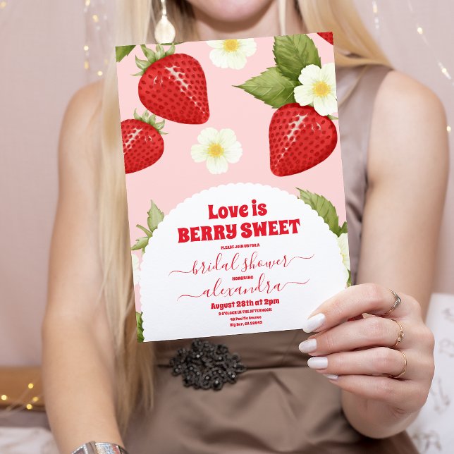 Red Strawberry Berry Sweet Bridal Shower Invitation (Creator Uploaded)