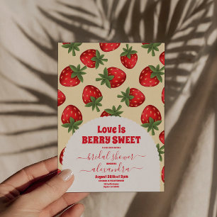 Red Strawberry Berry Sweet Bridal Shower Invitation