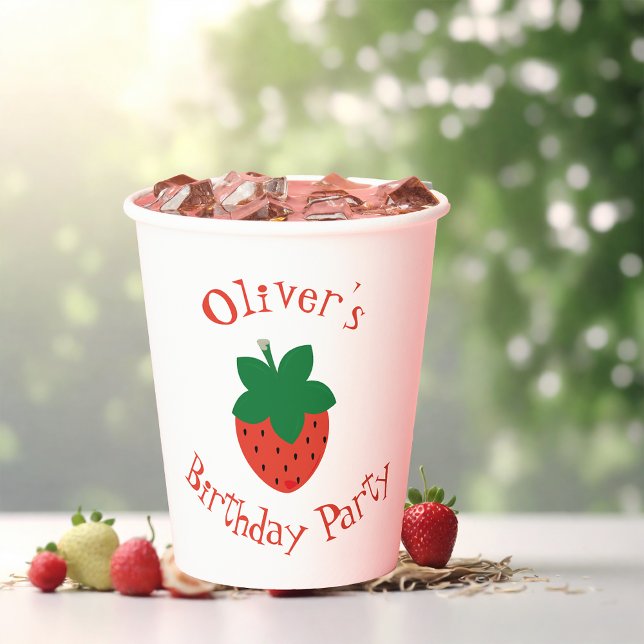 Red Strawberry Birthday Party Paper Cups (Creator Uploaded)