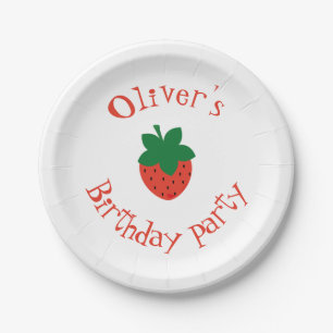 Red Strawberry Birthday Party Paper Plate