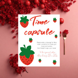 Red Strawberry Birthday Time Capsule Poster