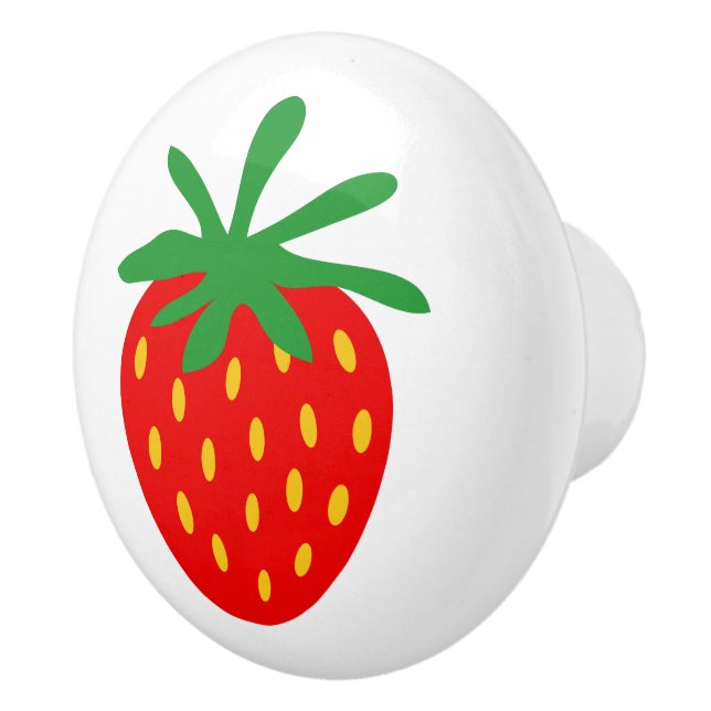 Red strawberry custom ceramic pull knob (Right)