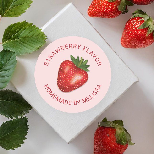 Red Strawberry Custom Homemade Product Flavour Classic Round Sticker (Creator Uploaded)