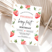 Red Strawberry Daisy Berry Sweet 1st Birthday