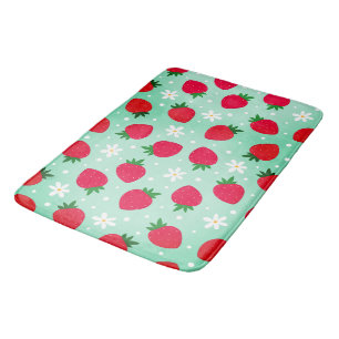 Red Strawberry flowers Birthday Party for her Bath Mat