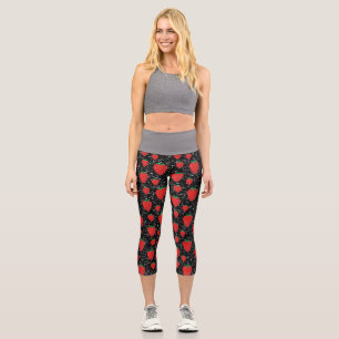 Red Strawberry Fruit Lovers Sweet Berries Elegant Capri Leggings