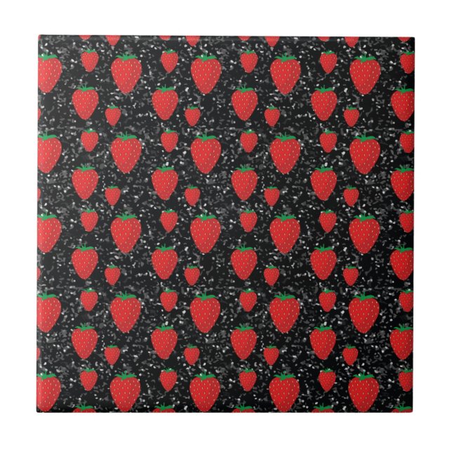 Red Strawberry Fruit Lovers Sweet Berries Elegant Ceramic Tile (Front)