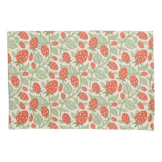 Red strawberry & green leaves pattern pillowcase