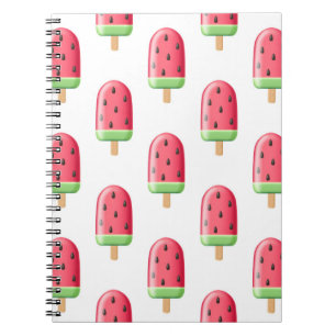 Red Strawberry Ice Cream Pattern Notebook