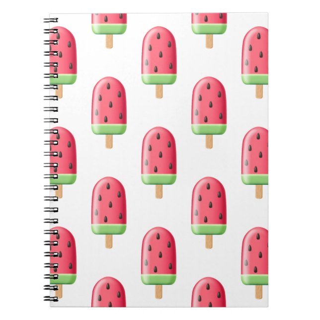 Red Strawberry Ice Cream Pattern Notebook (Front)