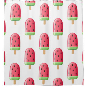 Red Strawberry Ice Cream Pattern Shower Curtain