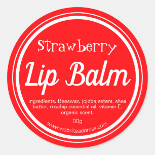 Red Strawberry Lip Balm Pot Lable Classic Round Sticker