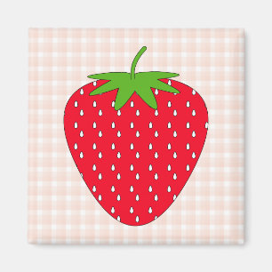 Red Strawberry on Gingham Check. Magnet