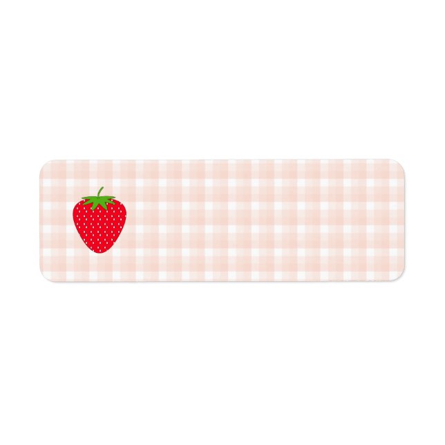 Red Strawberry on Gingham Check. Return Address Label (Front)